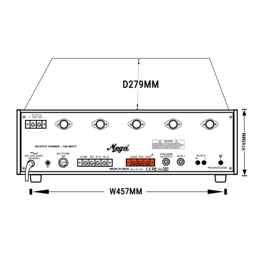 Denson 120 U P.A Medium Power Mixer Amplifier